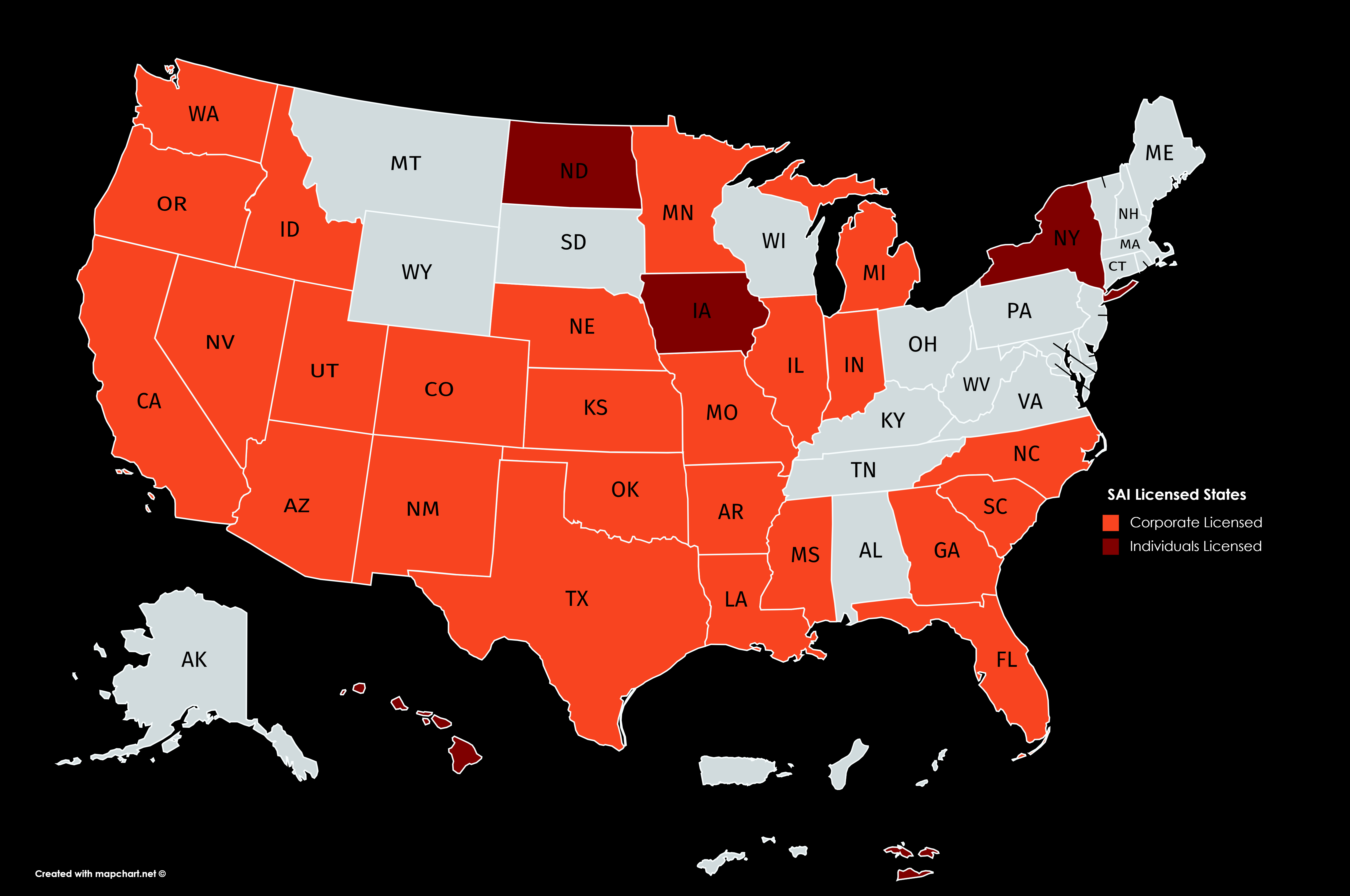 SAI Licensed States | Skipton and Associates, Inc.